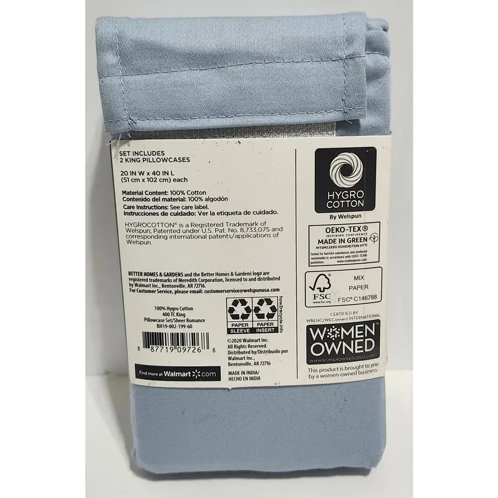 Better Homes & Gardens King Pillowcases Lot of 4 Sets 8 Total 400 TC HygroCotton